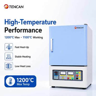1200°C moffeloven met 50-segmenten PID-regeling en polykristallijne mullietvezelvoering voor toepassingen bij hoge temperaturen