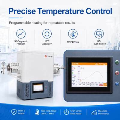 TENCAN TC-12NT 1600°C maximale temperatuur vacuümbuisoven met zeer zuivere kwartsbuis en programmeerbare temperatuurregeling