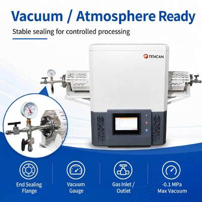 TENCAN TC-12NT 1600°C maximale temperatuur vacuümbuisoven met zeer zuivere kwartsbuis en programmeerbare temperatuurregeling