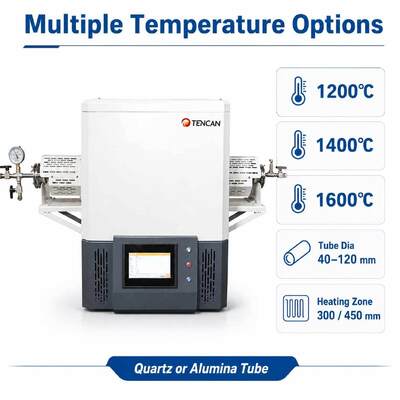 TENCAN TC-12NT 1600°C maximale temperatuur vacuümbuisoven met zeer zuivere kwartsbuis en programmeerbare temperatuurregeling