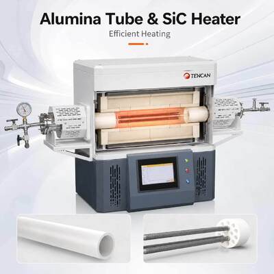 TENCAN TC-14ST 1400C Vacuümbuisoven SiC-verwarming S-type thermokoppel Hoge temperatuur aluminiumoxide buis Lab Split-sinteroven