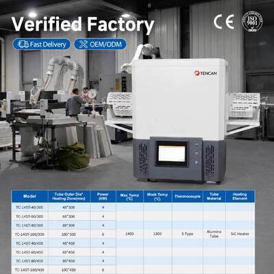 TENCAN TC-14ST 1400C Vacuümbuisoven SiC-verwarming S-type thermokoppel Hoge temperatuur aluminiumoxide buis Lab Split-sinteroven
