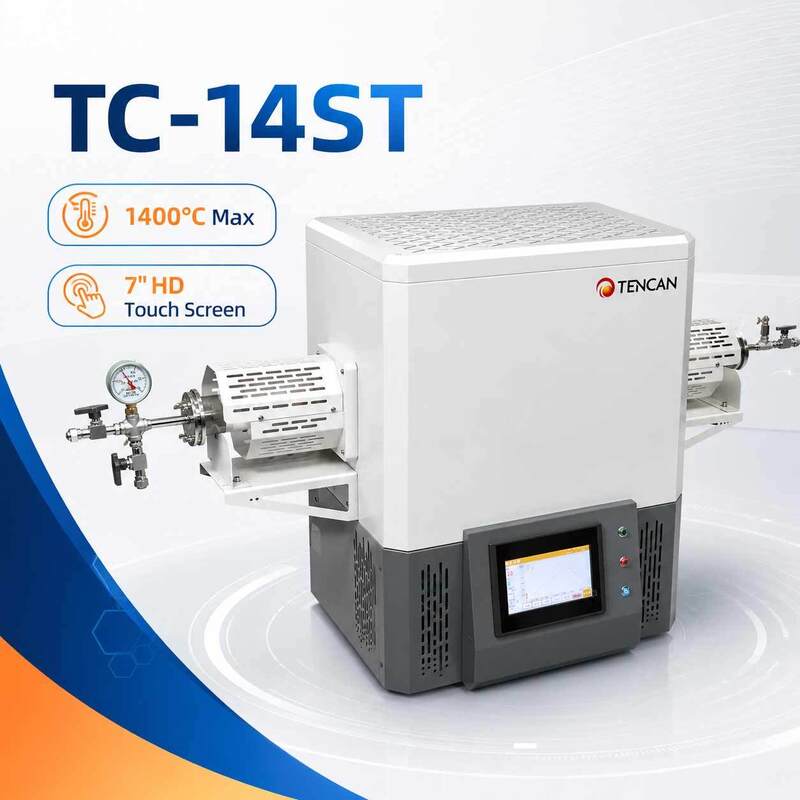 TENCAN TC-14ST 1400C Vacuümbuisoven SiC-verwarming S-type thermokoppel Hoge temperatuur aluminiumoxide buis Lab Split-sinteroven